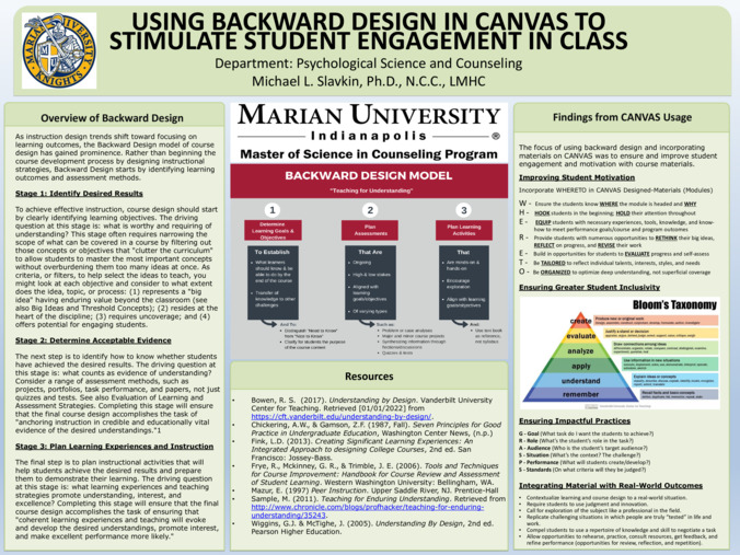 Using Backward Design in CANVAS to Stimulate Student Engagement Thumbnail