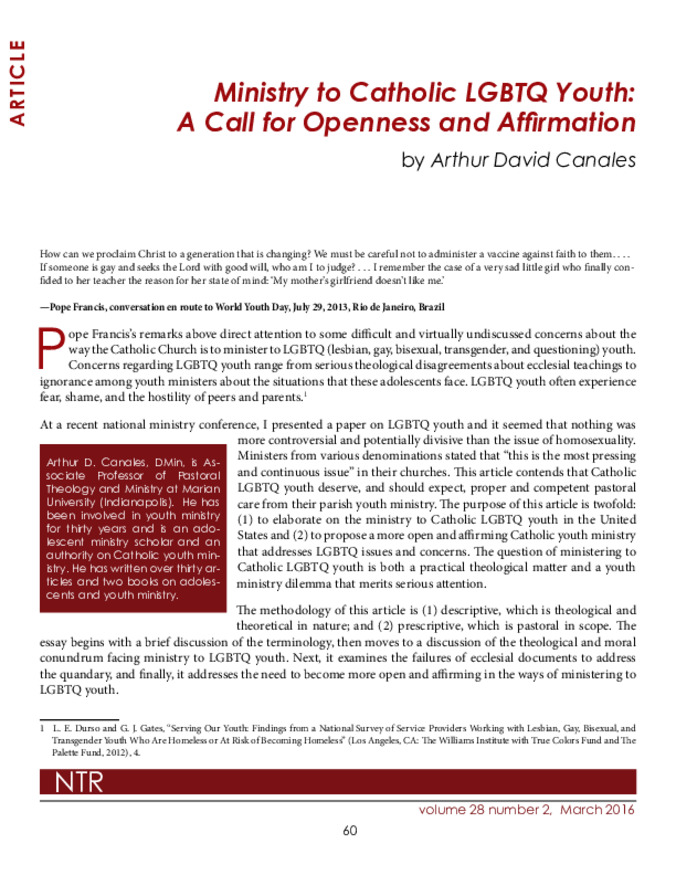 Ministry to Catholic LGBTQ Youth: A Call for Openness and Affirmation Thumbnail