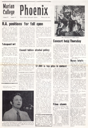 The Phoenix, Vol.XXXVII, No.17 (February 20, 1973) Thumbnail