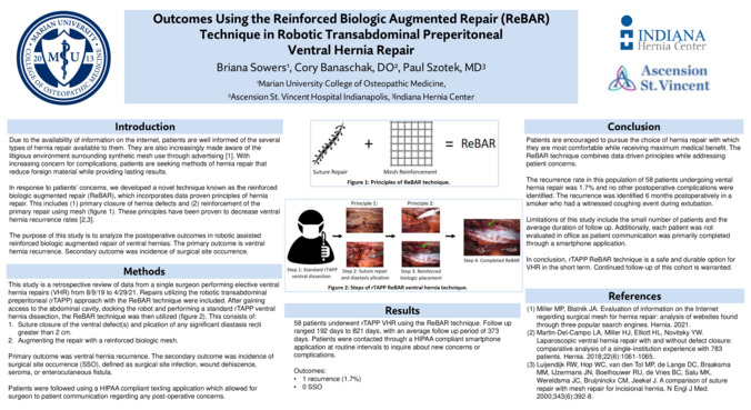 Outcomes Using the Reinforced Biologic Augmented Repair (ReBAR) Technique in Robotic Transabdominal Preperitoneal Ventral Hernia Repair Thumbnail