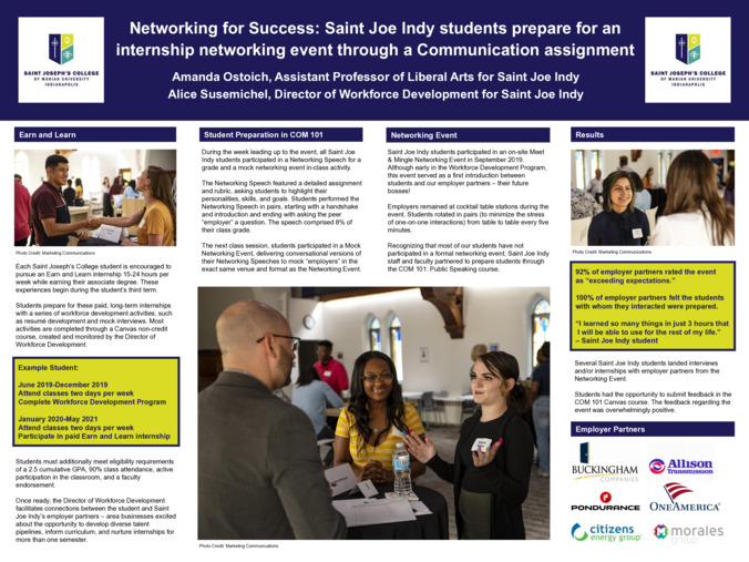 Networking for Success: Saint Joe Indy students prepare for an internship networking event through a Communication assignment Miniaturansicht