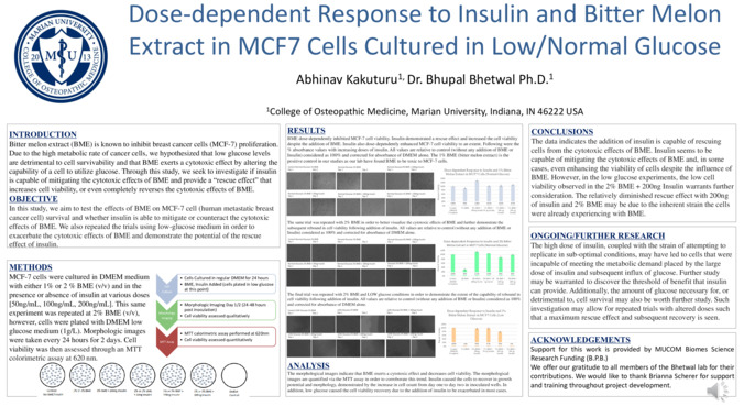 Dose-dependent Response to Insulin and Bitter Melon  Extract in MCF7 Cells Cultured in Low/Normal Glucose Thumbnail