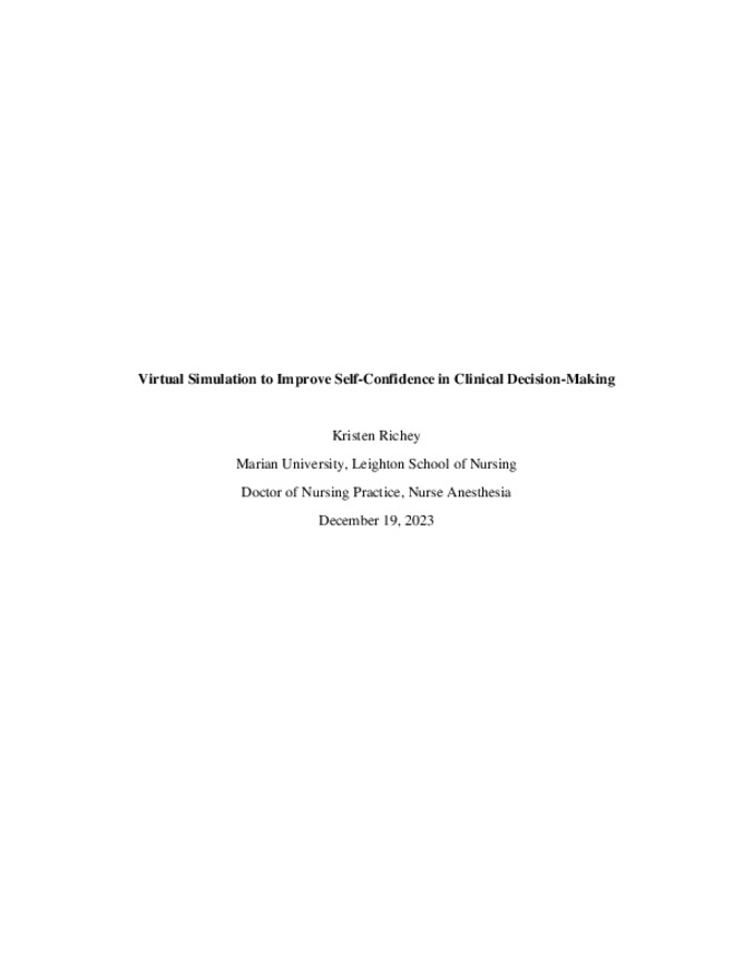 Virtual Simulation to Improve Self-Confidence in Clinical Decision-Making Thumbnail